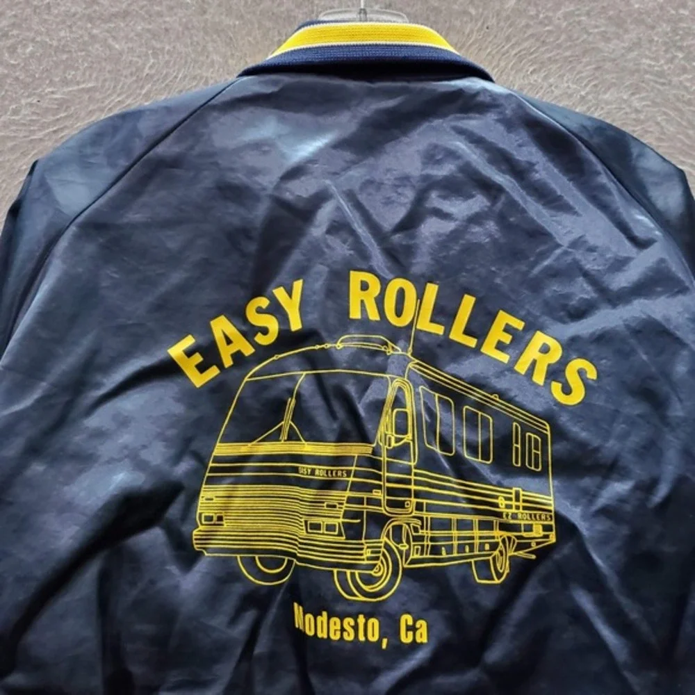 VINTAGE‎ Easy Rollers Men Jacket Medium Blue Varsity Modesto Ca Graphic 90s